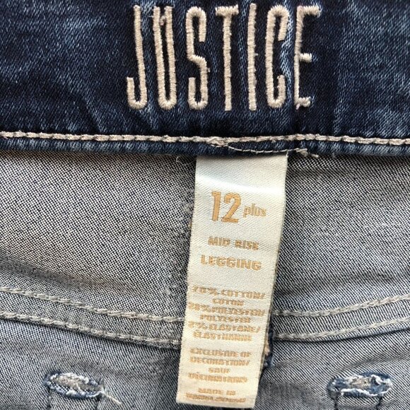 Justice Women's Jeans Size12 or 30x25 Measured Plus Mid Rise Bue Denim Skinny - Picture 7 of 14